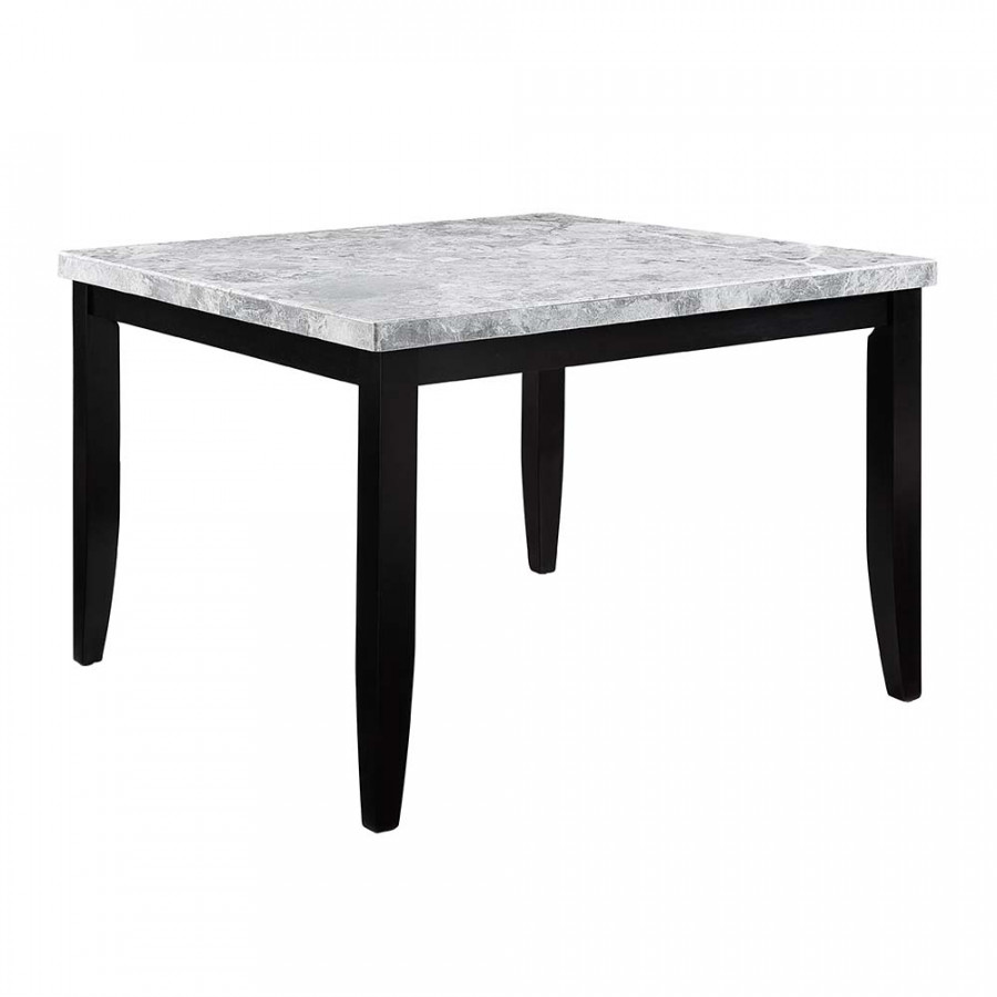 ACME - Hussein Counter Height Table with Marble Top in Marble Top/Black