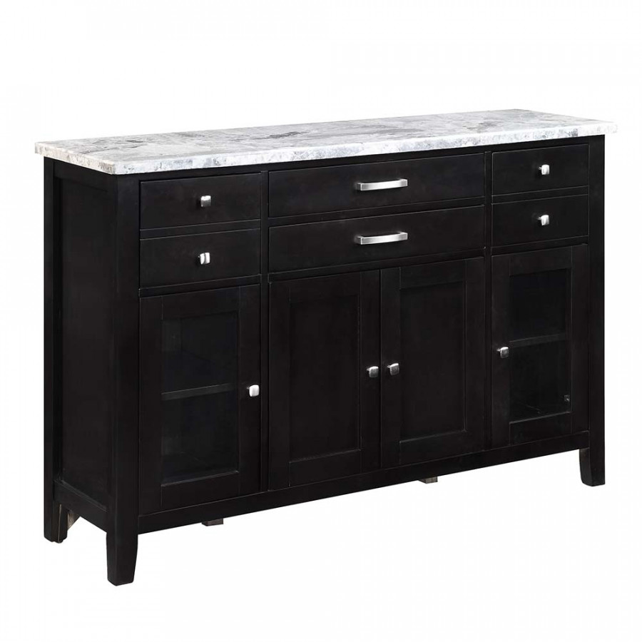 ACME - Hussein Server with Marble Top in Natural Marble Top/Black