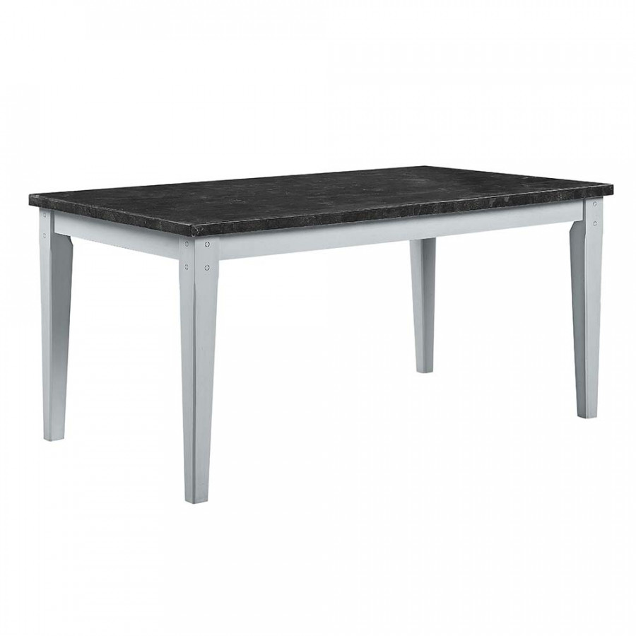 ACME - Lanton Dining Table in Natural Marble/Antique White