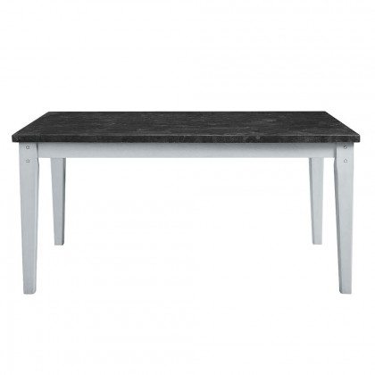 ACME - Lanton Dining Table in Natural Marble/Antique White