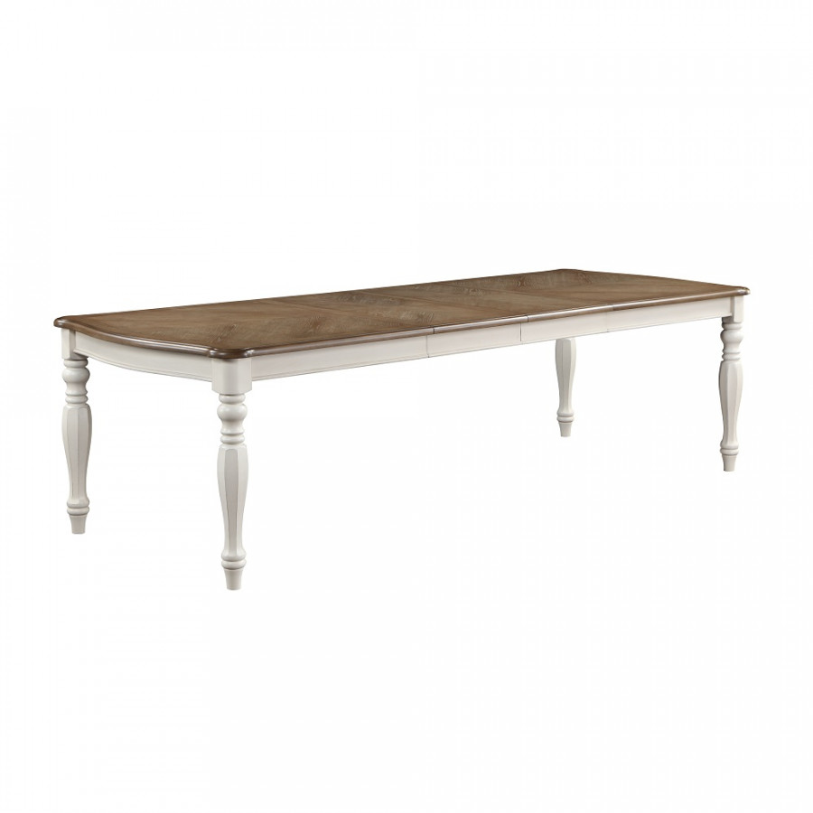 ACME - Florian Dining Table with 2 Leaves in Oak/Antique White