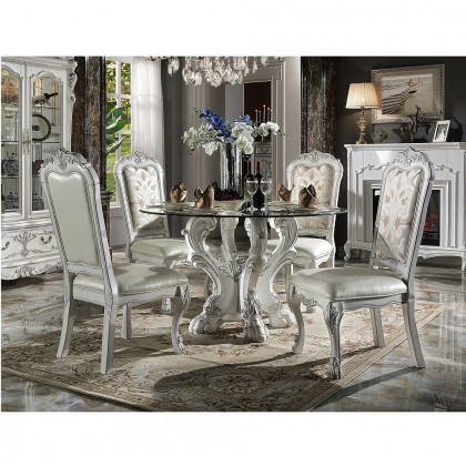ACME - Dresden Round Dining Table in Bone White (DN01699)