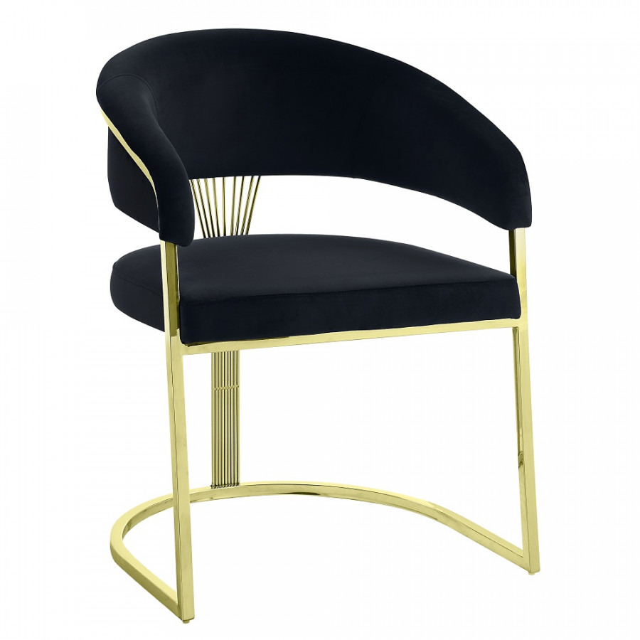 ACME - Fallon Side Chair in Black Velvet/Mirrored Gold