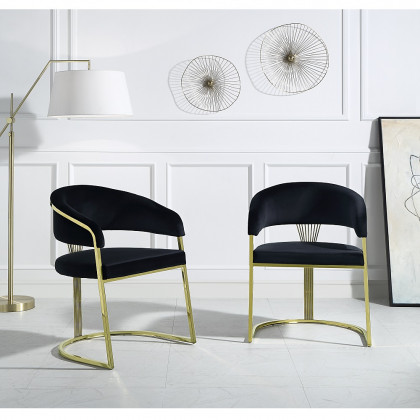ACME - Fallon Side Chair in Black Velvet/Mirrored Gold