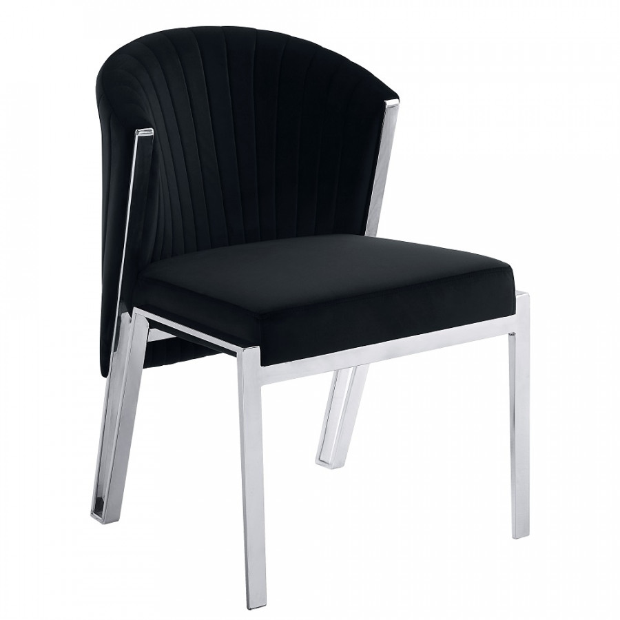 ACME Fallon Side Chair (Set of 2) - Black Velvet/Mirrored Silver
