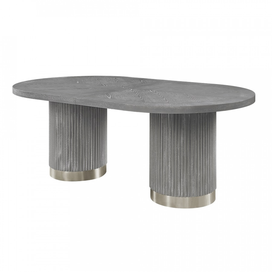 ACME - Adalynn Dining Table with 2 Leaves in Weathered Gray Oak