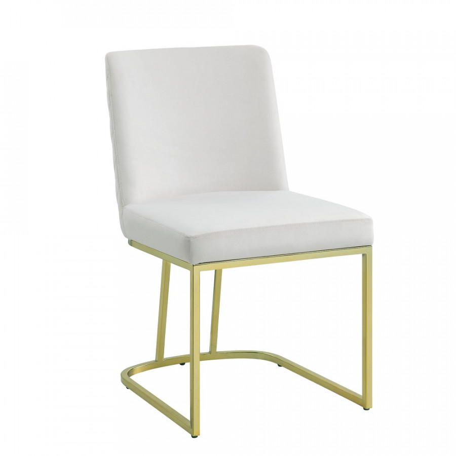 ACME - Zazie Side Chair (Set of 2) in White Velvet/Gold