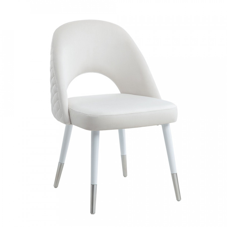 ACME - Zemirah Side Chair (Set of 2) in White Velvet/White Gloss