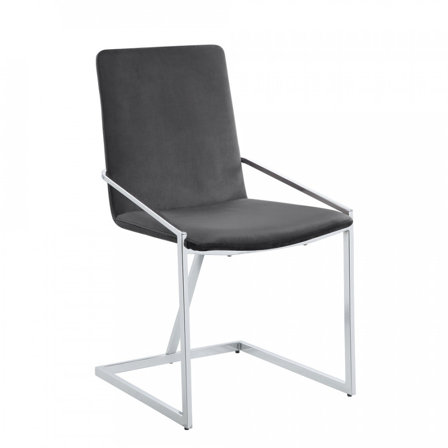 ACME - Zlatan Side Chair (Set of 2) in Gray Velvet/Chrome