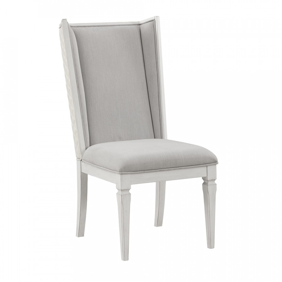 ACME - Katia Hostess Chair (Set of 2) in Light Gray Linen/Weathered White