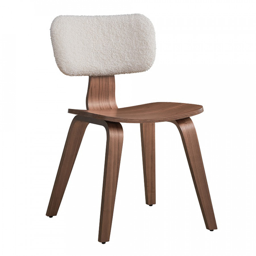 ACME Casson Side Chair (Set of 2) - White Boucle/Walnut