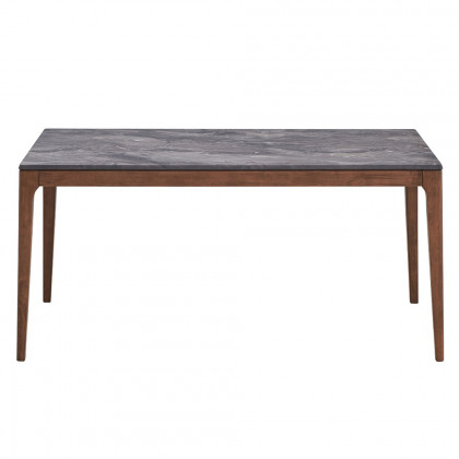 ACME - Bevis Dining Table in Engineered Stone Top/Walnut