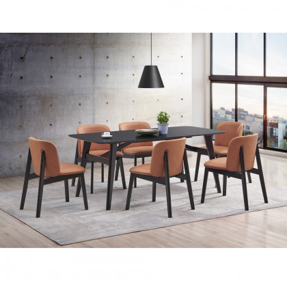 ACME - Eliora Side Chair (Set of 2) in Camel Polish Microfiber/Black