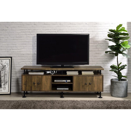 ACME - Ensata II TV Stand in Rustic Oak/Black