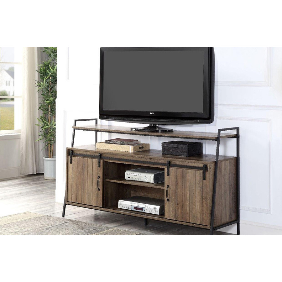 ACME - Rashawn TV Stand in Rustic Oak/Black