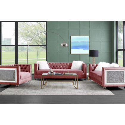 ACME Heibero II Loveseat with 2 Pillows - Red