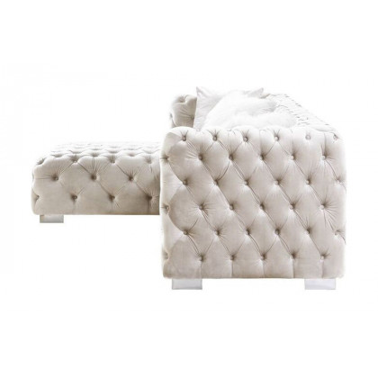 ACME Syxtyx Sectional Sofa with 4 Pillows - Beige Velvet