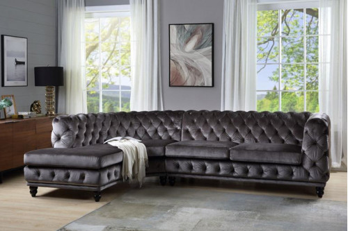 ACME™  - Atesis Sectional Sofa in Dark Brown Velvet