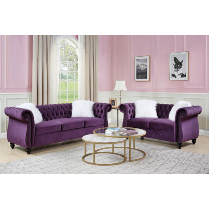 ACME - Thotton Sofa with 2 Pillows in Purple