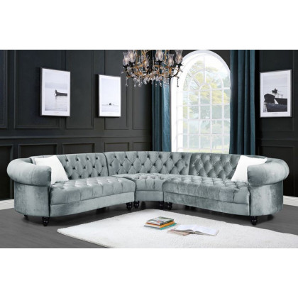 ACME - Qulan Sectional Sofa with 2 Pillows in Light Blue