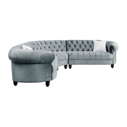 ACME - Qulan Sectional Sofa with 2 Pillows in Light Blue