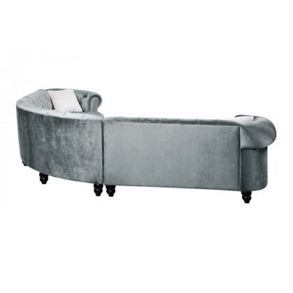 ACME - Qulan Sectional Sofa with 2 Pillows in Light Blue