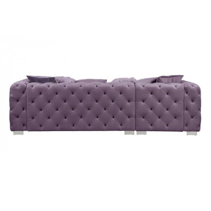 ACME Qokmis Sectional Sofa with 6 Pillows - Purple Velvet