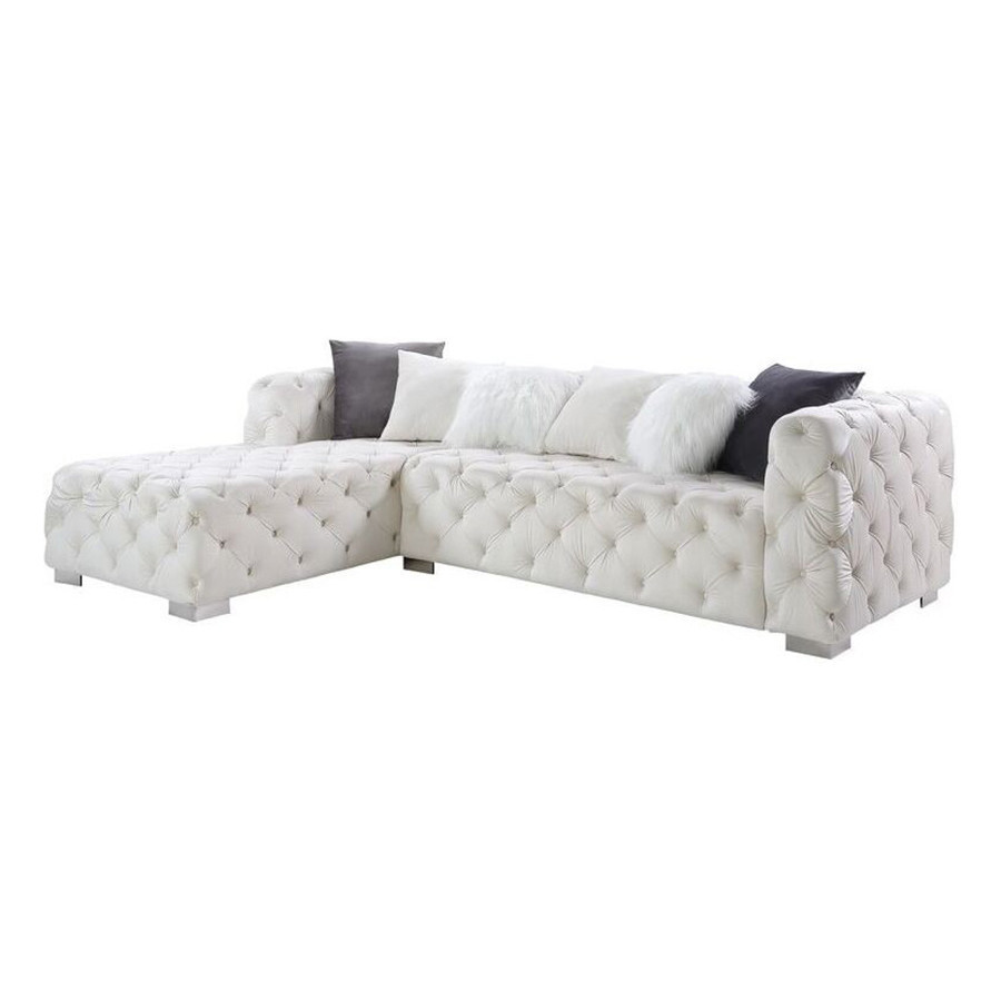 ACME - Qokmis Sectional Sofa with 6 Pillows
