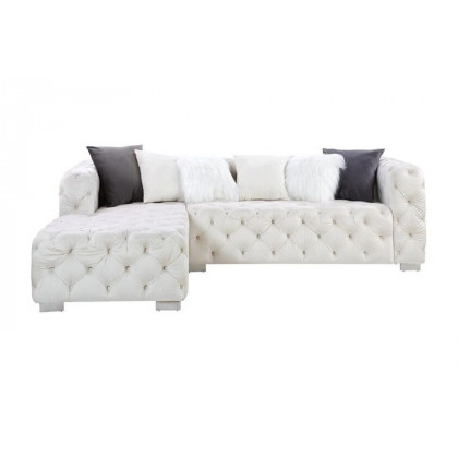 ACME - Qokmis Sectional Sofa with 6 Pillows