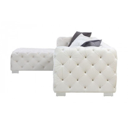 ACME Qokmis Sectional Sofa with 6 Pillows - Beige Velvet