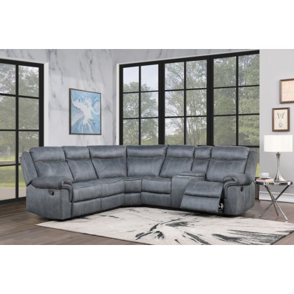 ACME Dollum Sectional Sofa - 2-Tone Gray Velvet