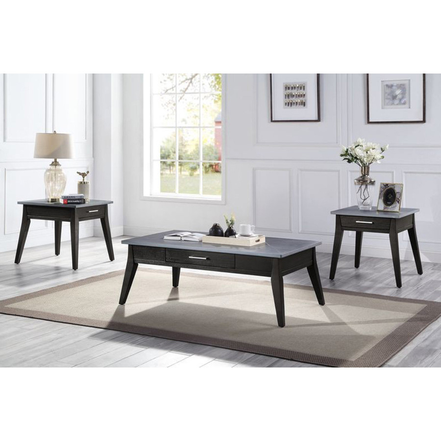 ACME - Zemocryss Coffee Table in Sintered Stone Top/Dark Brown
