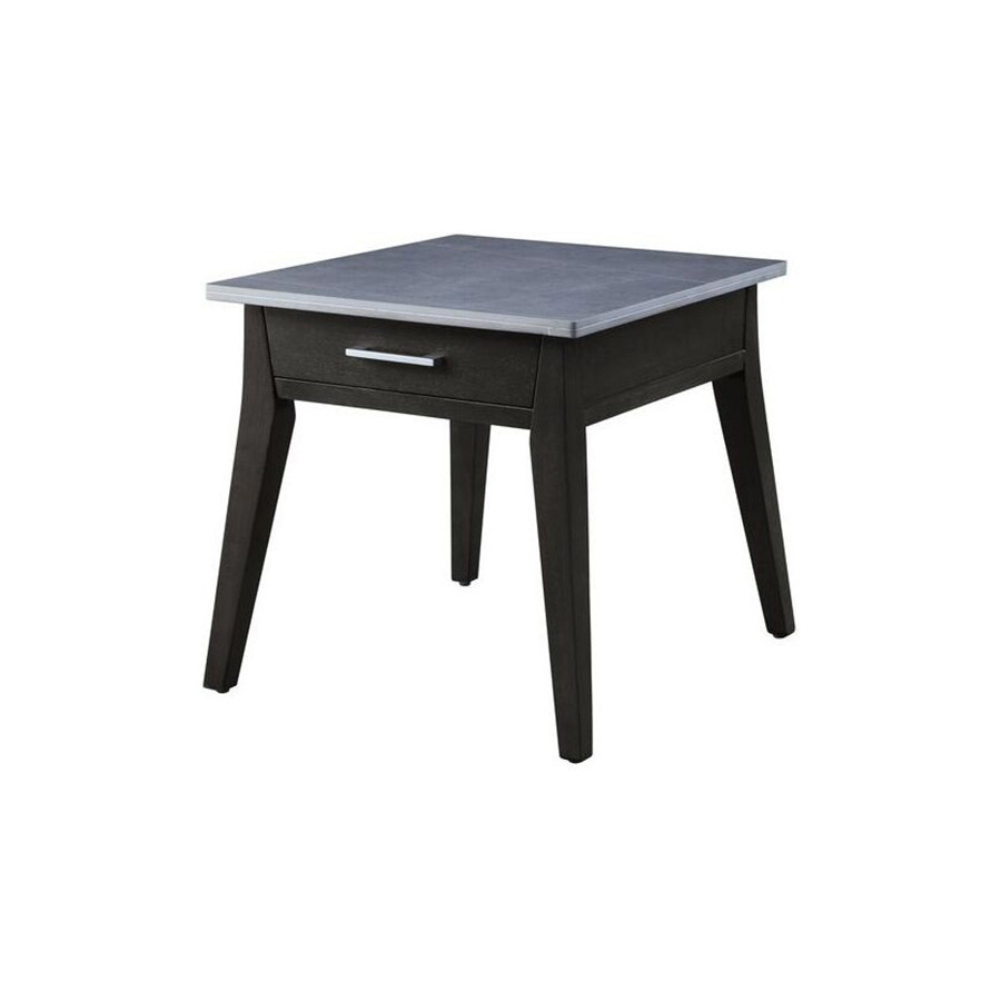 ACME - Zemocryss End Table in Sintered Stone Top/Dark Brown