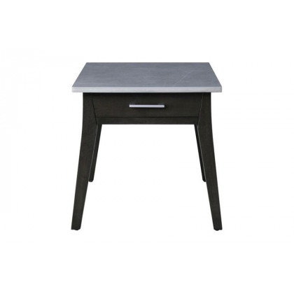 ACME - Zemocryss End Table in Sintered Stone Top/Dark Brown