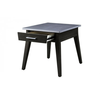 ACME - Zemocryss End Table in Sintered Stone Top/Dark Brown