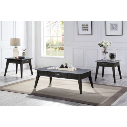 ACME - Zemocryss End Table in Sintered Stone Top/Dark Brown