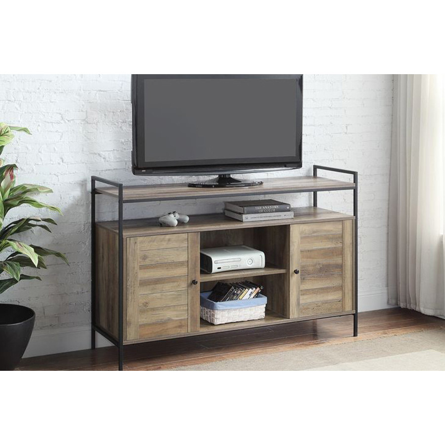ACME - Baina TV Stand in Rustic Oak/Black