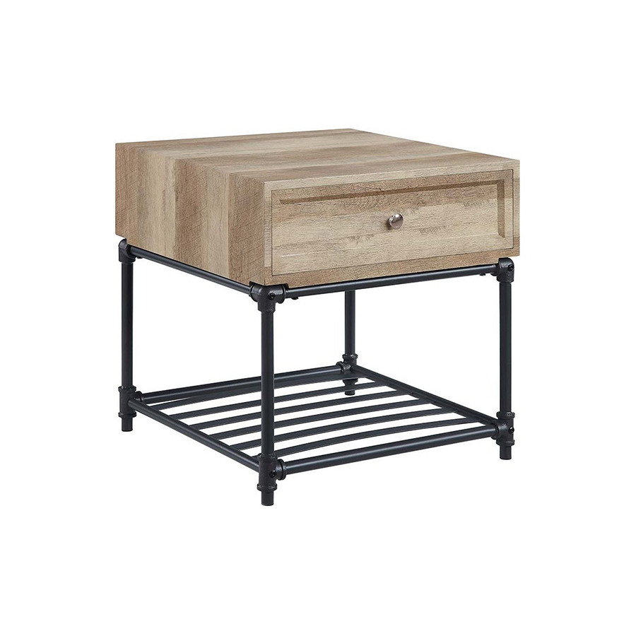 ACME - Brantley II End Table in Oak/Sandy Black