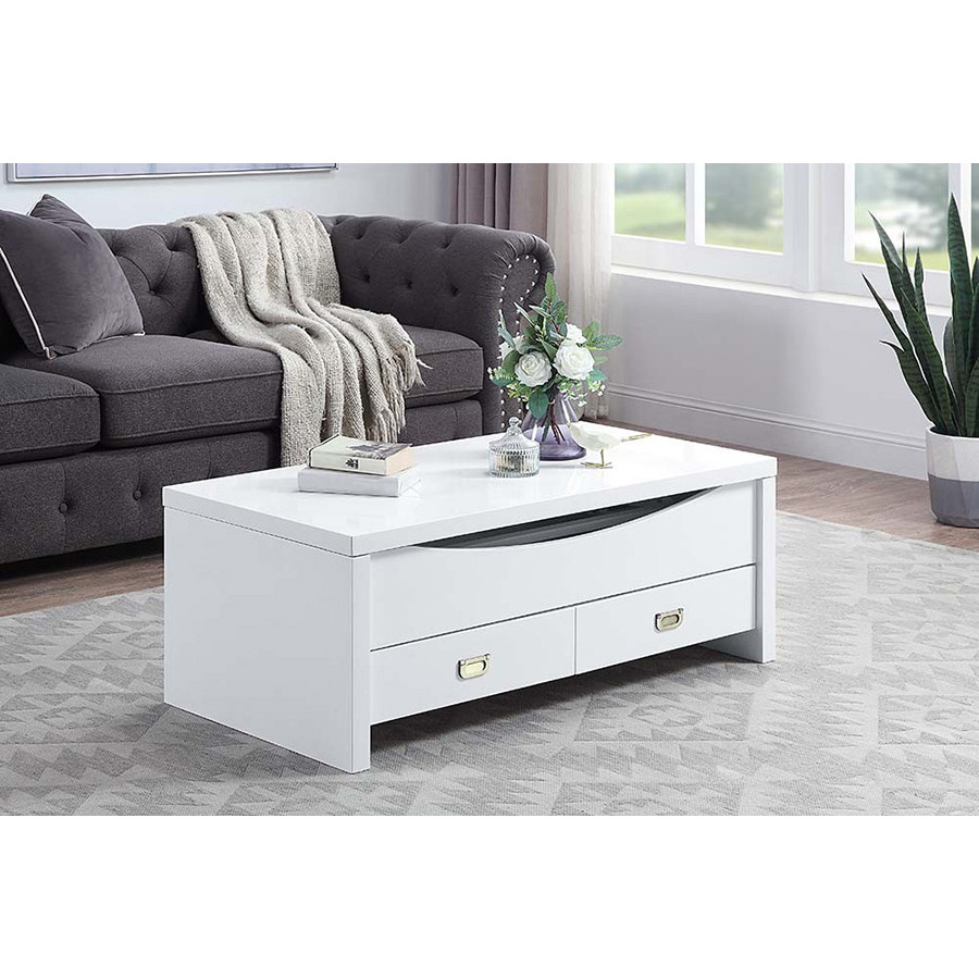 ACME - Ramiel Coffee Table with Lift Top in High Gloss White