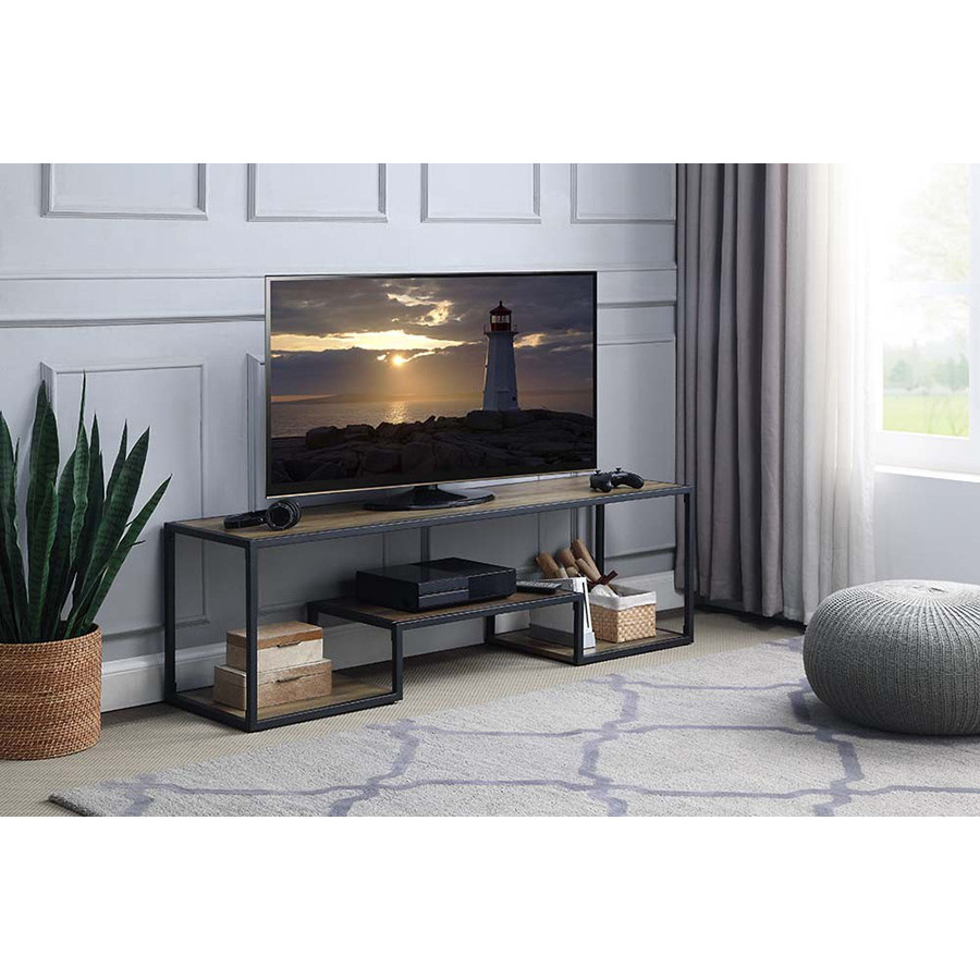 ACME - Idella TV Stand in Rustic Oak/Black