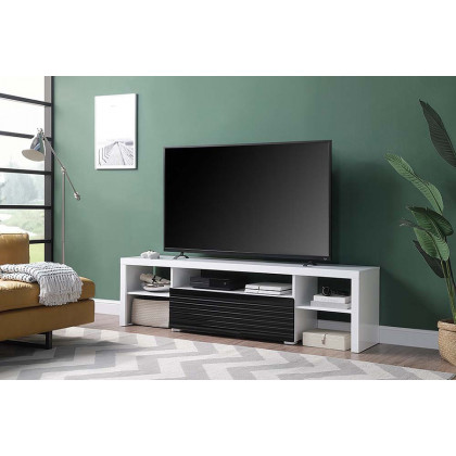ACME - Buck II TV Stand in White/Black High Gloss
