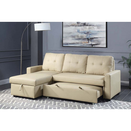 ACME - Dafina Sectional Sofa with Sleeper in Beige