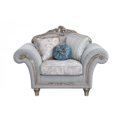 ACME - Pelumi Chair with 3 Pillows in Light Gray/Platinum