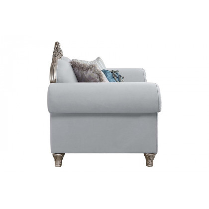 ACME - Pelumi Chair with 3 Pillows in Light Gray/Platinum