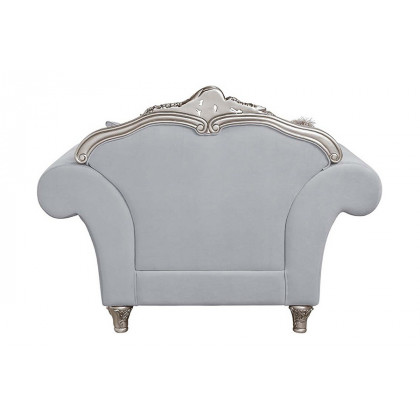 ACME - Pelumi Chair with 3 Pillows in Light Gray/Platinum