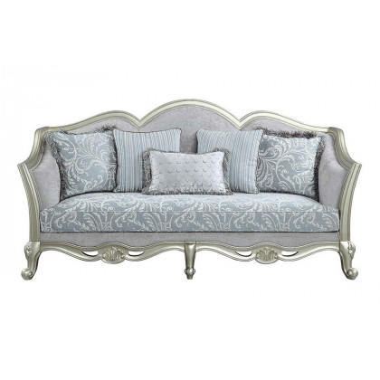ACME - Qunsia Sofa with 5 Pillows in Light Gray/Champagne