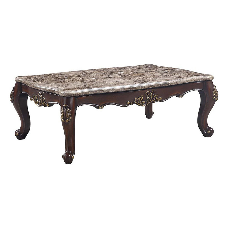 ACME - Ragnar Coffee Table in Marble Top/Cherry