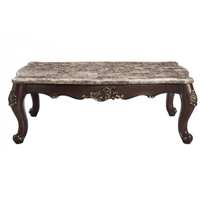 ACME - Ragnar Coffee Table in Marble Top/Cherry