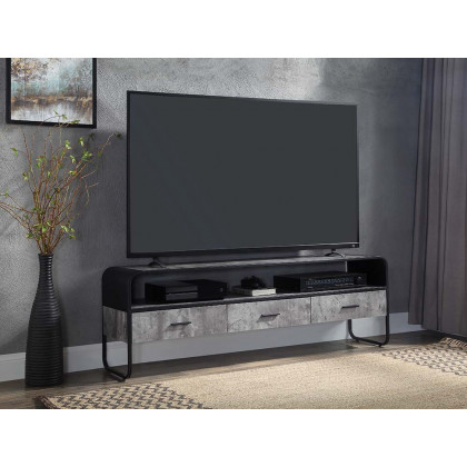 ACME Raziela TV Stand with 3 Storage - Concrete Gray/Black