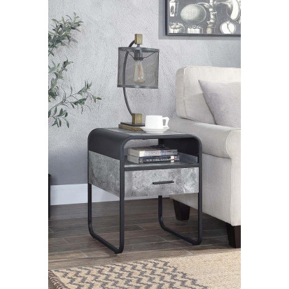 ACME - Raziela End Table in Concrete Gray/Black (LV01147)